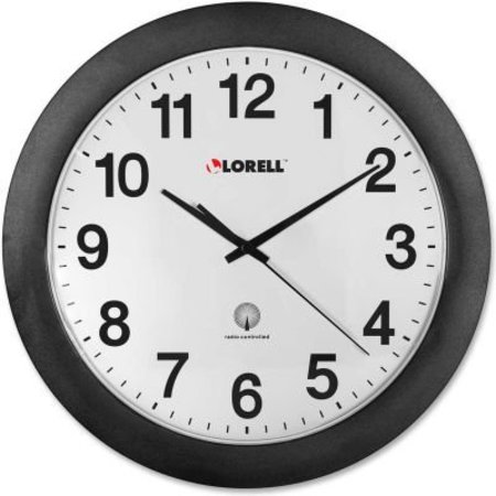 LORELL Lorell® 12" Round Radio Controlled Wall Clock, Plastic Case, Black 60997
